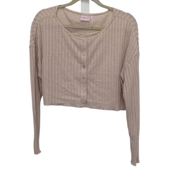Out From Under Urban Outfitters Cropped Long Sleeve Button Down Top - Picture 1 of 7